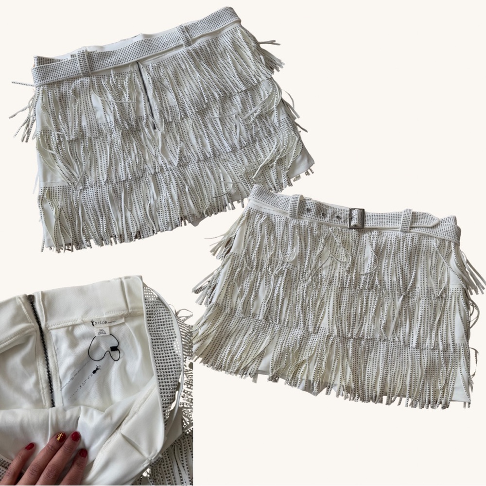 Boutique White Fringe Skirt